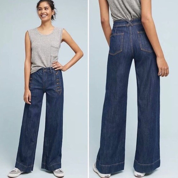 Anthropologie Denim - Anthropologie Pilcro Starboard Wide Leg Jeans Dark Wash Size 25